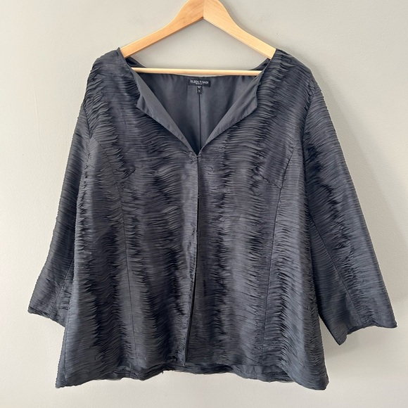 Eileen Fisher Jackets & Blazers - Eileen Fisher Elegant Graphite Grey Ripple Bindu Silk Evening Jacket